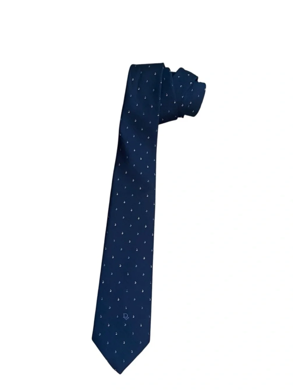 Vintage Christian Dior Navy Sailboat Nautical Classic Logo Neck Tie 3